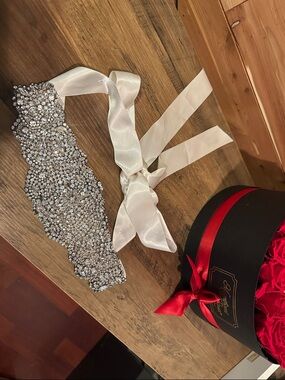 Crystal Embellished Ivory Sash Belt - Women Accessories (David’s Bridal)